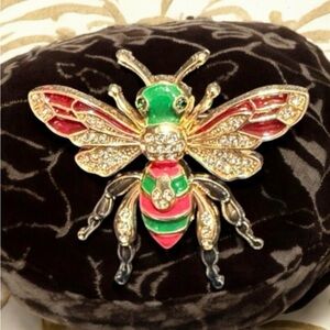Colorful Bee Brooch with Crystals